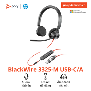 Tai nghe Poly BlackWire 3325 USB-C/A Adapter
